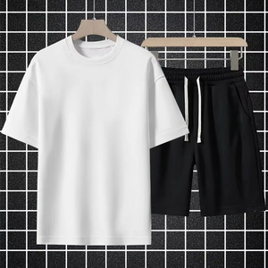 C Conjunto de pantalones cortos de verano informal personalizado para hombres Conjunto de camisa de pantalones cortos de algodón 100% de alta calidad Conjuntos de camisetas transpirables con cuello redondo - Product Image 4