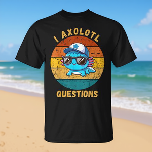 T-shirt mignon rétro bleu Axolotl, design Axolotl style rétro, t-shirt promotionnel - Product Image 1