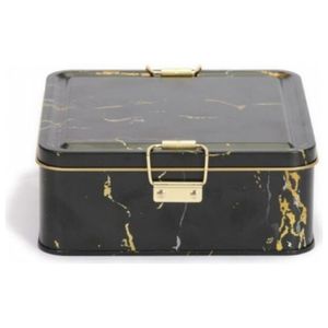 Caja de Almacenamiento Metálica Kontensan EF02750 Negro Mármol 1.9L 158x158x87mm Cuadrada con Cierre de Alambre y Tapa Transparente - Product Image 2