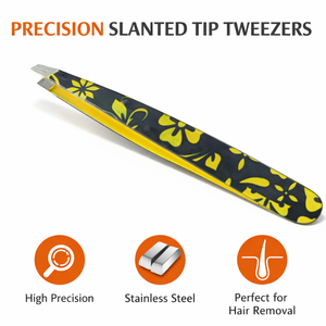 Pince à épiler professionnelle de qualité supérieure en acier inoxydable, antistatique, durable, écologique, à motif floral, à pointe inclinée - Product Image 4