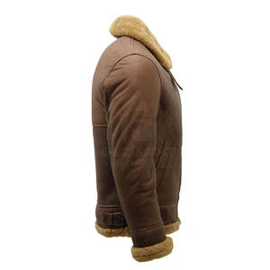 Chaqueta de Cuero con Forro de Borrego para Hombre, Cálida y Resistente para Invierno, Uso Casual al Aire Libre, con Logotipo Frontal - Product Image 3