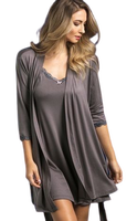 Ensemble de pyjama pour femmes en coton 100% tricoté sur mesure, confortable pour dormir, sans manches, trois pièces, grande taille, respirant, vente en gros