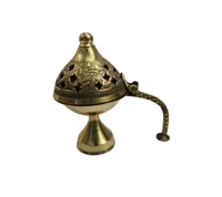 Brûleur d'encens en laiton doré artisanal et durable pour Bakhoor et encens en poudre, design moderne minimaliste MHQ