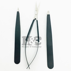 Pince à épiler noire professionnelle de haute qualité, ensemble de pinces à épiler noires, ciseaux en acier inoxydable, pince à épiler à ressort - Product Image 5