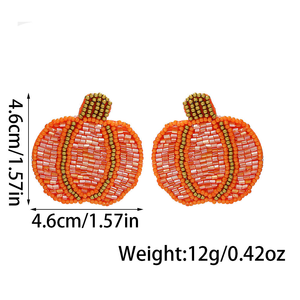 ต่างหูลูกปัดฟักทองฮาโลวีนสุดสร้างสรรค์, ต่างหูลูกปัดข้าวทำด้วยมือสำหรับใส่ฮาโลวีนแปลกใหม่1คู่ - Product Image 4