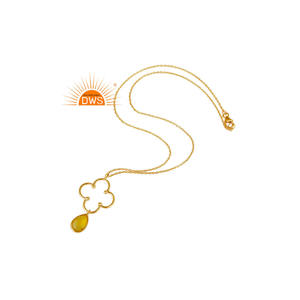 Collier pendentif tendance 2026 en argent sterling avec pierre précieuse naturelle calcédoine jaune pour femme - Fabricant de bijoux - Product Image 2