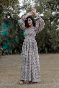 Vestidos largos Vintage para mujer, nueva moda, manga larga, cintura alta, estampado, Color de golpe, vestidos Midi para mujer, ropa informal de playa para mujer - Product Image 4