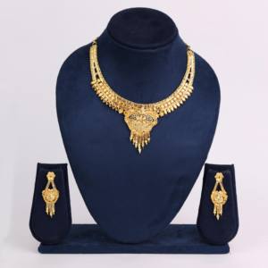 Collares chapados en oro para ocasiones especiales, conjunto de joyas de oro tradicional para mujer, cobre y latón chapado en oro laminado - Product Image 2