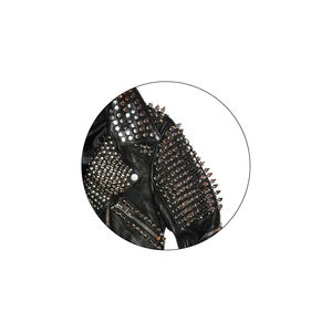 Chaqueta de Lona y Cuero Estilo Punk para Hombre, Nueva, a la Moda, Precio de Fábrica, Transpirable, Resistente al Viento, de Alta Calidad, Secado Rápido, para Invierno - Product Image 4