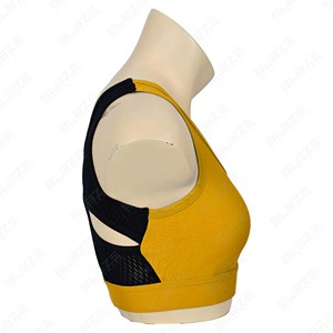Leggings de sport pour femmes, taille mi-haute, sexy, pour la salle de sport, le yoga, motif uni, couleur contrastée, panneau en maille, soutien-gorge de sport, extensible dans les quatre sens - Product Image 5