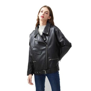 Chaqueta de Cuero PU para Motocicleta, Chaqueta de Cuero de Oveja 100% para Mujer, Chaqueta de Motociclista Ajustada, Chaquetas Negras - Product Image 3