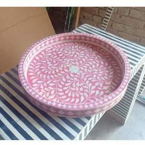 GOOD TRAY Handmade Serving Tray Luxury Bone Inlay Ramadan Breakfast Food Fruit Coffee Tea Decorative Tray at <b>low</b> - Product Image 6