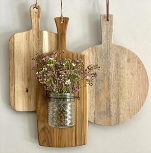 Impresionante tabla de cortar redonda de madera con asa para utensilios de cocina, mesa de frutas, verduras y tabla de cortar de queso - Product Image 6