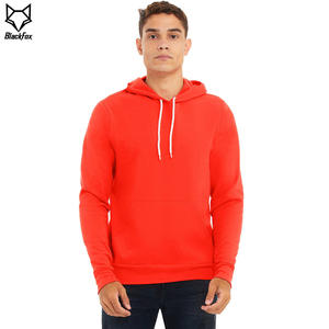 Sweat-shirt à capuche rouge pour homme, coupe classique, en molleton de coton, couleur unie, avec poche, pour l'automne - Product Image 6