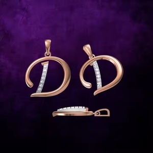 "D" Pendentif Lettre en Argent Sterling 925 Plaqué Or 14K/18K Fête d'Anniversaire de Mariage Spécial Élégance Personnalisée - Product Image 4