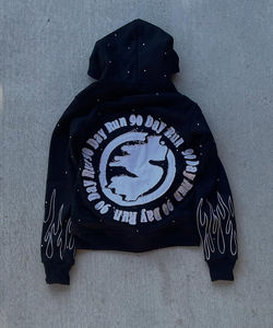 เสื้อฮู้ดดี้หนานุ่มสำหรับฤดูหนาว ผลิตจากวัสดุรักษ์โลก สไตล์โอเวอร์ไซส์ ซิปแบบสั่งทำพิเศษ ผ้าฟลีซ สตรีทแวร์ วินเทจ ล้างสีแบบแอซิดวอช ดีไซน์ทำเก่า สำหรับผู้ชาย - Product Image 2