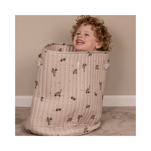 Bolsa Organizadora para Carrinho de Bebê em Algodão, Armazenamento para Berço, Bolsa de Fraldas para Recém-Nascidos, Balde Cilíndrico Portátil com Estampa de Urso - Product Image 1