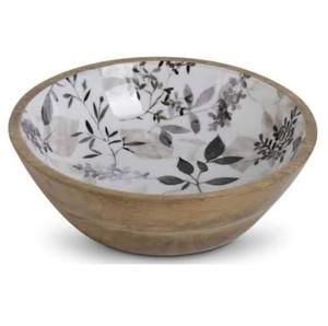 Bols en bois de manguier sculptés à la main, bols en bois de manguier avec autocollants imprimés, décoration de table à manger, plat de service, finition émaillée - Product Image 1