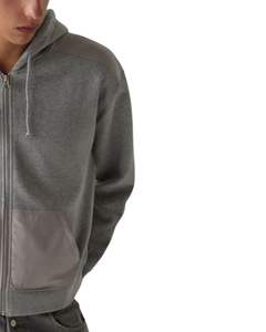 Mens <b>Grey</b> <b>Zip</b> <b>Up</b> <b>Hoodie</b> With Contrast Pocket Fleece Lined Casual Hooded Sweatshirt Front Zipper Streetwear Winter Wear Men - Product Image 3