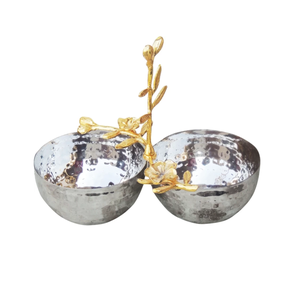 Support de fantaisie en métal et bol pour bol de service de forme ronde avec pièce design dorée pour décoration de mariage - Product Image 2