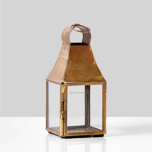 Mini farol de vela de Metal/vidrio dorado de lujo moderno para colgar y mesa, linternas decorativas para el hogar y la Navidad - Product Image 1