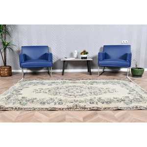 Tapis turc 5,4x7,9 pieds, tapis persan gris en laine - Product Image 1
