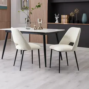 Modern tasarım Metal yemek sandalyesi Teddy kadife restoran sandalyeler ev mobilya için istiflenebilir yemek odası için