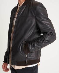 High Quality Casual Biker <b>Black</b> Motorcycle Leather Men Jackets Custom Stylish Breathable Lambskin Leather Jackets for Men - Product Image 4