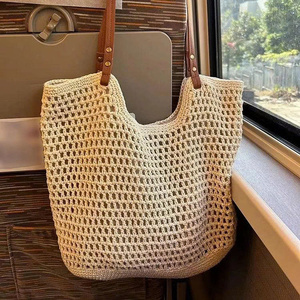 MERCADO BOLSO HOMBRO DE PAJA CON ASA DE CUERO REAL - Product Image 4