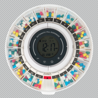 Distributeur automatique de pilules avec gobelets amovibles, 21 compartiments, 9 anneaux de dosage, rappel par alarme, écran LCD, alertes sonores et lumineuses