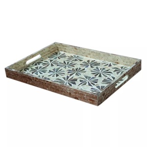 ถาดเสิร์ฟทรงสี่เหลี่ยมผืนผ้าทำจากเปลือกหอยมุก ถาดเปลือกหอยคาปิซ ถาดอาหารเช้าตกแต่ง ผลิตในเวียดนาม - Product Image 3