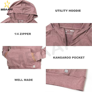 Sweat-shirts décontractés pour hommes à manches longues avec poche kangourou, légers, en tissu chiné, avec fermeture éclair quart de tour pour le golf - Product Image 5