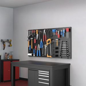 Panneau perforé mural en métal 4 pièces <span class=keywords><strong>Panneaux</strong></span> <span class=keywords><strong>muraux</strong></span> de stockage d'<span class=keywords><strong>outils</strong></span> Outil électrique suspendu <span class=keywords><strong>pour</strong></span> garage - Product Image 6