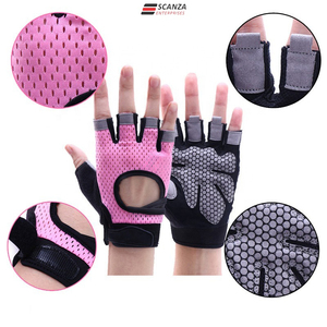Gants de fitness demi-doigt unisexe avec paumes en silicone pour haltérophilie, musculation et tractions en extérieur - Product Image 2