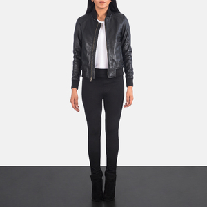 Veste bomber en cuir d'agneau italien de haute qualité pour femmes, cuir véritable avec poches, respirante, veste en cuir véritable pour femmes - Product Image 6