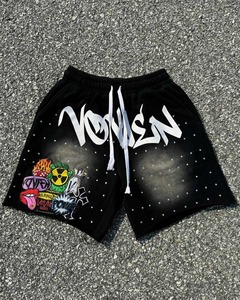 Men's <b>Shorts</b> Custom High Quality 100% Cotton Fleece Screen Printing <b>With</b> Embroidery Patch <b>Shorts</b> - Product Image 1