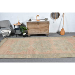 Alfombra Bohemia turca Vintage de 4,6x11 pies, alfombra clásica de lana de retazos rectangulares de área grande para pasillo, alfombra para habitación, Color rosa y verde - Product Image 1