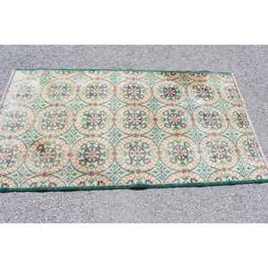 Alfombra Turca Vintage de 3.4x6.1 pies, Alfombra Decorativa, Alfombra de Lana con Diseño Floral Verde y Rojo - Product Image 3