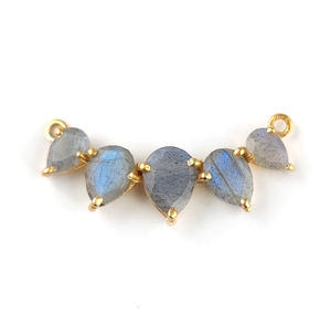 Pendentif en forme de poire serti de pierres précieuses, en argent sterling 925, plaqué or vermeil et rhodium, pour la création de colliers - Product Image 4