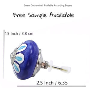 Poignées et poignées d'armoire de tiroir de porte en céramique ronde bleue - Product Image 3