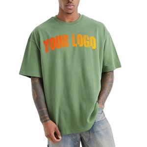 T-shirt imprimé pour homme en coton 100% tricoté, coupe ample, poids lourd, vêtements de rue - Séchage rapide et respirant - Product Image 1