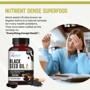Raskam <b>Black</b> seed Oil 500mg Softgels Nigella Sativa <b>Heart</b> Skin Joint Health OEM Private Label Available - Product Image 5