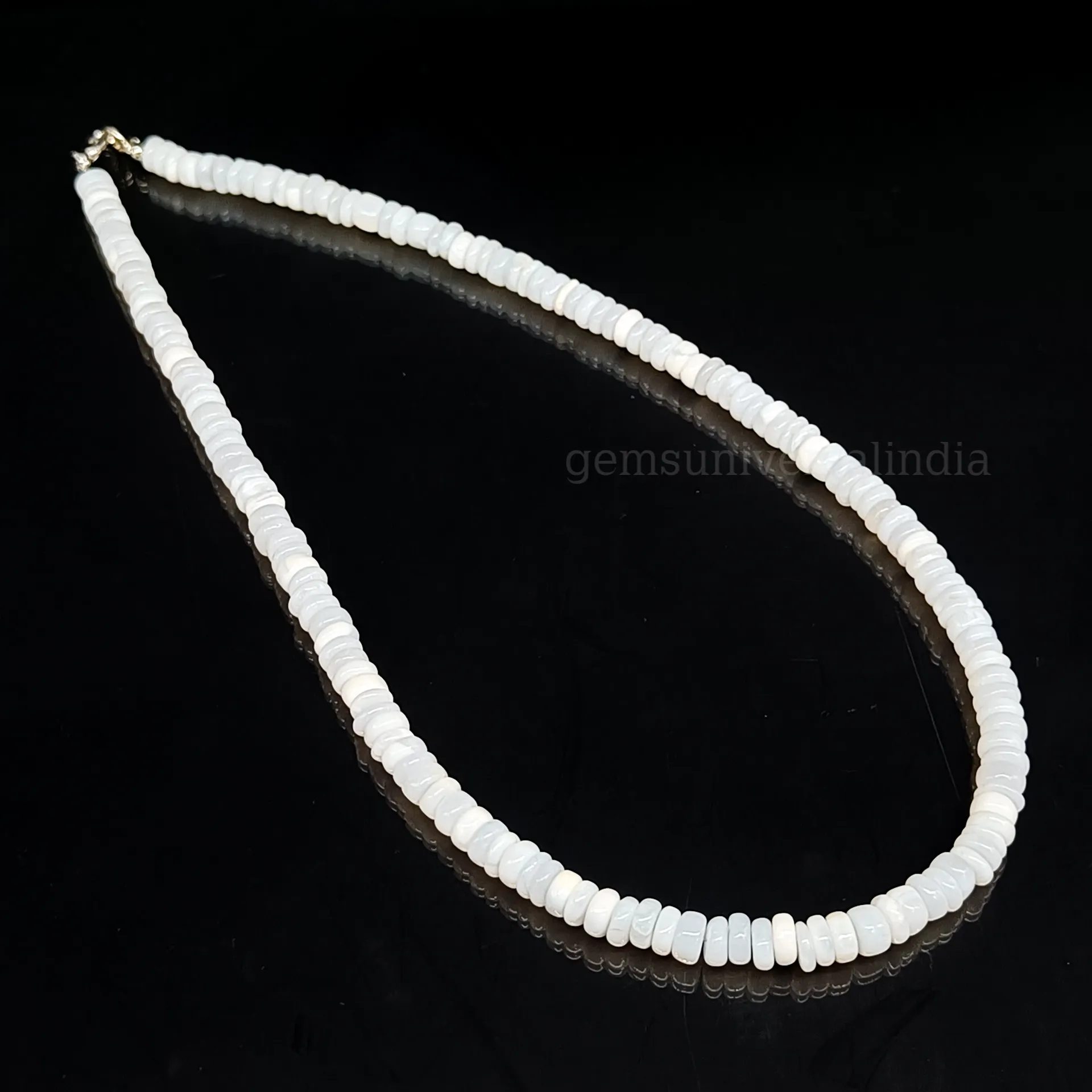 Ожерелье из высококачественного белого опала с гладкими шинами, ожерелье с гранеными шинами, ожерелье из драгоценных камней для девочек, женщин из Индии