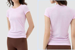 Women's High Elasticity Spandex Summer <b>T</b>-<b>Shirts</b> Anti-Bacterial Gym Tops Breathable Compression Moisture <b>Wicking</b> Four-Way Stretch - Product Image 2