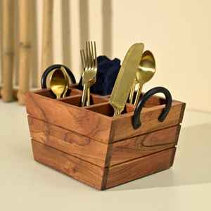 Modern Natural Teak Wood Handmade Utensil <b>Holder</b> Eco-Friendly Solid Wood Kitchen Cutlery Spoon Fork Spatula <b>Storage</b> Organizer - Product Image 4