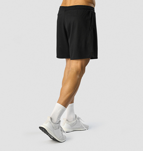 Pantalones cortos atléticos de malla negra para hombre Ajuste regular con cintura con cordón Bolsillos laterales abiertos y pantalones cortos de malla de poliéster duraderos - Product Image 2