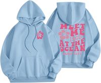Sudadera con Capucha Oversize de Forro Polar para Mujer, Rosa, Estampado Digital Invernal, Bordada, Teñida Lisa, Ecológica, Informal