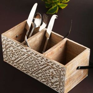 Soporte para cubiertos de vajilla de diseño fantástico soporte para cubiertos de madera de 3 secciones de alta calidad para soporte para cubiertos al por mayor - Product Image 2