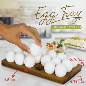 Plateau à oeufs-Porte-oeufs en bois rustique pour oeufs utilisable dans le réfrigérateur de cuisine, ou le comptoir pour l'affichage ou le stockage-Facile - Product Image 2