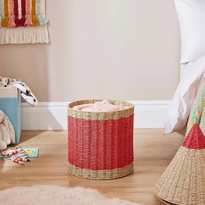 Handwoven Paper Rope <b>Pencil</b> Shape Kids Storage Basket With Lid Decorative Paper Organizer For Books Toys Nursery - Product Image 2